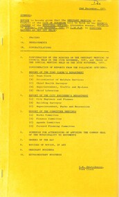 Administrative record - City of Sunshine - Commissioner Mr Alexander Alex George Gillon Collection 1976 - 1982 - Notice of ordinary meeting of the council 9th December 2026, City of Sunshine, 2nd December 1981