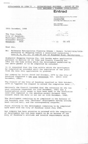 Letter - City of Sunshine - Commissioner Mr Alexander Alex George Gillon Collection 1976 - 1982 - Extraordinary business 24th February 1981, Highpoint Shopping Centre, 10th December 1981