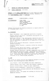 Administrative record - City of Sunshine - Commissioner Mr Alexander Alex George Gillon Collection 1976 - 1982 - Report of committee meetings 24th February 1981, City of Sunshine, 24th February 1981