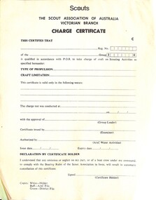Administrative record - The Scout Association Of Australia Victoria Branch Charge Certificate
