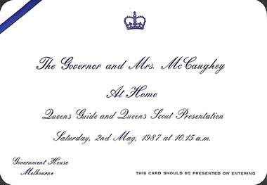 Ephemera - Queens Guide And Queen Scout Presentation Ticket, 2nd May 1987