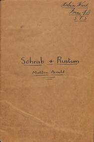 Booklet - Sohrab and Rustum An Episode By Matthew Arnold, Matthew Arnold, 1944