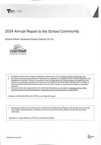 Administrative record - Sunshine Primary School 2024 Annual Report, Victoria State Government Department of Education, 2025