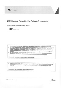 Administrative record - Sunshine College 2024 Annual Report, Victoria State Government Department of Education, 2025