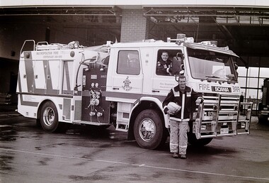Photograph - Sunshine Fire Station Centenary Fire Truck McIntyre Road Sunshine North 1991 Photographs, Sharon Cavanagh, 3rd April 1991