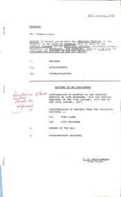 Administrative record - City of Sunshine - Commissioner Mr Alexander Alex George Gillon Collection 1976 - 1982 - Notice of ordinary meeting of the council of the City of Sunshine to be held on 9th February 1977, City of Sunshine, 28th January 1977