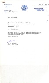 Administrative record - City of Sunshine - Commissioner Mr Alexander Alex George Gillon Collection 1976 - 1982 - Notice of motion 6th July 1978, City of Sunshine, 6th July 1978