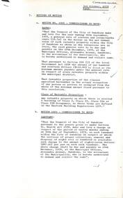 Administrative record - City of Sunshine - Commissioner Mr Alexander Alex George Gillon Collection 1976 - 1982 - Notices of Motion 3rd October 1978, City of Sunshine, 3rd October 1978