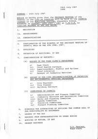 Administrative record - City of Sunshine Council Meetings 1986 - 1994 - Notice of Ordinary Meeting 14th July 1987 Part 1, City of Sunshine, 10th July 1987