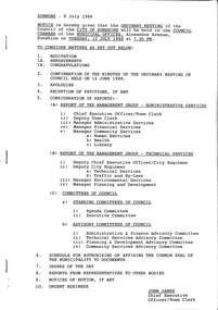 Administrative record - City of Sunshine Council Meetings 1986 - 1994 - Notice of Ordinary Meeting 12th July 1988, City of Sunshine, 8th July 1988