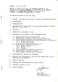 Administrative record - City of Sunshine Council Meetings 1986 - 1994 - Notice of Ordinary Meeting 31st July 1990, City of Sunshine, 27th July 1990
