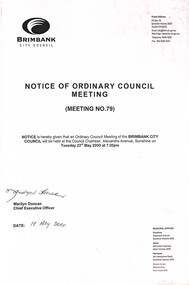 Administrative record - City of Brimbank Council Meetings - Notice of Ordinary Meeting No 79 23rd May 2000, City of Brimbank, 18th May 2000