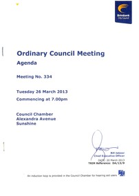 Administrative record - City of Brimbank Council Meetings - Ordinary Meeting Agenda No 334 26th March 2013, City of Brimbank, 20th March 2013