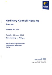 Administrative record - City of Brimbank Council Meetings - Ordinary Meeting Agenda No 339 11th June 2013, City of Brimbank, 5th June 2013