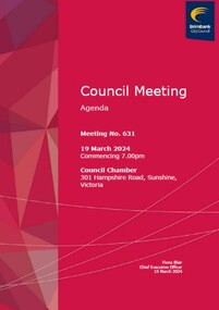 Administrative record - City of Brimbank Council Meetings - Council Meeting No 631 Agenda 19th March 2024 (Public version), City of Brimbank, 15th March 2024