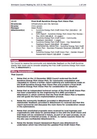 Administrative record - City of Brimbank Council Meetings - Council Meeting No 633 12.13 Final Draft Sunshine Energy Park Vision Plan, City of Brimbank, 21st May 2024