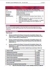 Administrative record - City of Brimbank Council Meetings - Council Meeting No 634 13.1 Final Drafts Council Plan Action Plan, Financial Plan and Annual Budget 2024 - 2025, City of Brimbank, 18th June 2024
