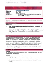 Administrative record - City of Brimbank Council Meetings - Council Meeting No 634 13.7 Biodiversity Strategy Review, City of Brimbank, 18th June 2024