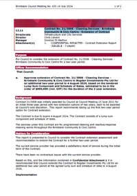 Administrative record - City of Brimbank Council Meetings - Council Meeting No 635 12.11 Contract Cleaning Services Brimbank Community Civic Centre Extension of Contract, City of Brimbank, 16th July 2024