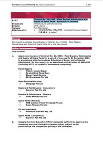 Administrative record - City of Brimbank Council Meetings - Council Meeting No 635 12.12 Contract Fleet Repairs Maintenance Supply of Spare Parts Extension of Contract, City of Brimbank, 16th July 2024