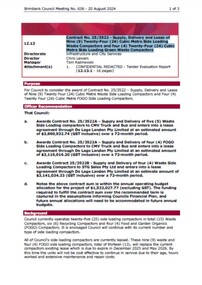 Administrative record - City of Brimbank Council Meetings - Council Meeting No 636 12.13 Contract Supply, Delivery and Lease of  Waste Compactors, City of Brimbank, 20th August 2024
