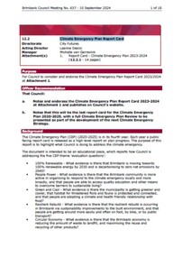 Administrative record - City of Brimbank Council Meetings - Council Meeting No 637 12.2 Climate Emergency Plan Report Card, City of Brimbank, 10th September 2024