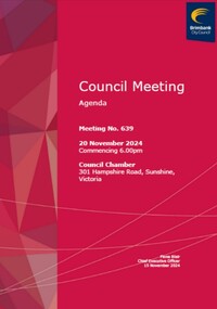 Administrative record - City of Brimbank Council Meetings - Council Meeting No 639 Agenda 20th November 2024, City of Brimbank, 15th November 2024