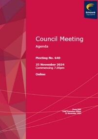 Administrative record - City of Brimbank Council Meetings - Council Meeting No 640 (Special) Agenda 25th November 2024 (Public version), City of Brimbank, 22nd November 2024