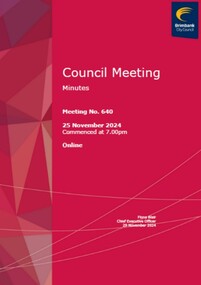 Administrative record - City of Brimbank Council Meetings - Council Meeting No 640 (Special) Minutes 25th November 2024 (Public version), City of Brimbank, 29th November 2024