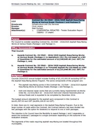 Administrative record - City of Brimbank Council Meeting - Council Meeting No 641 12.9 Asphalt Resurfacing Works at Various Roads (Package 1 and 2), City of Brimbank, 10th December 2024