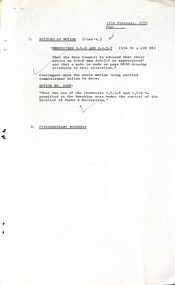 Administrative record - City of Sunshine - Commissioner Mr Alexander Alex George Gillon Collection 1976 - 1982 - Notice of Motion 14th February 1979, City of Sunshine, 14th February 1979