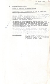 Administrative record - City of Sunshine - Commissioner Mr Alexander Alex George Gillon Collection 1976 - 1982 - Extraordinary Business 13th March 1979, City of Sunshine, 13th March 1979
