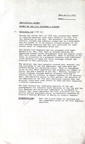Administrative record - City of Sunshine - Commissioner Mr Alexander Alex George Gillon Collection 1976 - 1982 - Confidential Report 10th April 1979, City of Sunshine, 10th April 1979
