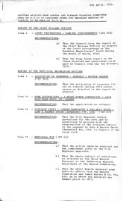 Administrative record - City of Sunshine - Commissioner Mr Alexander Alex George Gillon Collection 1976 - 1982 - Matters Arising from Agenda & Forward Planning Committee 9th April 1979, City of Sunshine, 10th April 1979