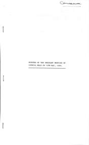 Administrative record - City of Sunshine - Commissioner Mr Alexander Alex George Gillon Collection 1976 - 1982 - Minutes of the ordinary meeting of council held on 12th May 1980, City of Sunshine, 12th May 1980