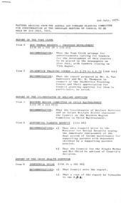 Administrative record - City of Sunshine - Commissioner Mr Alexander Alex George Gillon Collection 1976 - 1982 - Matters arising agenda and forward planning meeting 3rd July 1979, City of Sunshine, 2nd July 1979