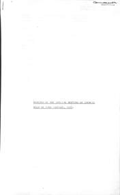 Administrative record - City of Sunshine - Commissioner Mr Alexander Alex George Gillon Collection 1976 - 1982 - Minutes of the special meeting of council held on 22nd January 1979, City of Sunshine, 22nd January 1979