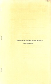 Administrative record - City of Sunshine - Commissioner Mr Alexander Alex George Gillon Collection 1976 - 1982 - Minutes of the ordinary meeting of council held on 24th June 1980, City of Sunshine, 24th June 1980