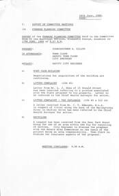 Administrative record - City of Sunshine - Commissioner Mr Alexander Alex George Gillon Collection 1976 - 1982 - Report of forward committee meeting 17th June 1980, City of Sunshine, 24th June 1980