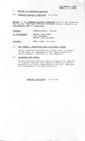 Administrative record - City of Sunshine - Commissioner Mr Alexander Alex George Gillon Collection 1976 - 1982 - Report of forward planning committee meeting 4th August 1980, City of Sunshine, 5th August 1980