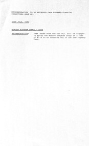 Administrative record - City of Sunshine - Commissioner Mr Alexander Alex George Gillon Collection 1976 - 1982 - Recommendations forward planning meeting 31st July 1980, City of Sunshine, 31st July 1980
