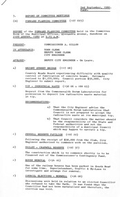 Administrative record - City of Sunshine - Commissioner Mr Alexander Alex George Gillon Collection 1976 - 1982 - Report of forward planning committee meeting 21st August 1980, City of Sunshine, 2nd September 1980