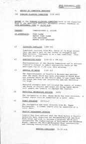 Administrative record - City of Sunshine - Commissioner Mr Alexander Alex George Gillon Collection 1976 - 1982 - Report of forward planning committee meeting 29th September 1980, City of Sunshine, 30th September 1980