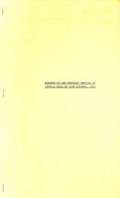 Administrative record - City of Sunshine - Commissioner Mr Alexander Alex George Gillon Collection 1976 - 1982 - Minutes of the ordinary meeting of council held on 14th October 1980, City of Sunshine, 14th October 1980