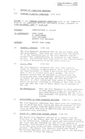 Administrative record - City of Sunshine - Commissioner Mr Alexander Alex George Gillon Collection 1976 - 1982 - Report of forward planning committee meeting 13th November 1980, City of Sunshine, 25th November 1980