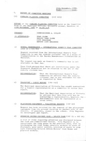 Administrative record - City of Sunshine - Commissioner Mr Alexander Alex George Gillon Collection 1976 - 1982 - Report of forward planning committee meeting 25th November 1980, City of Sunshine, 25th November 1980