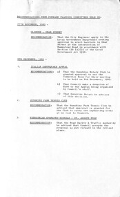 Administrative record - City of Sunshine - Commissioner Mr Alexander Alex George Gillon Collection 1976 - 1982 - Recommendations from forward planning committee meeting 27th November 1980, City of Sunshine, 27th November 1980