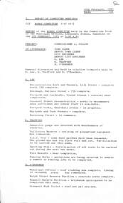 Administrative record - City of Sunshine - Commissioner Mr Alexander Alex George Gillon Collection 1976 - 1982 - Report of committee meetings 9th February 1981, City of Sunshine, 10th February 1981
