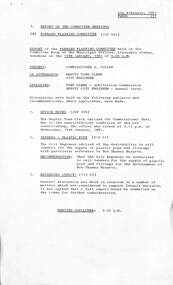 Administrative record - City of Sunshine - Commissioner Mr Alexander Alex George Gillon Collection 1976 - 1982 - Report of forward planning committee meeting 15th January 1981, City of Sunshine, 10th February 1981