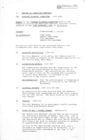 Administrative record - City of Sunshine - Commissioner Mr Alexander Alex George Gillon Collection 1976 - 1982 - Report of the forward planning committee meeting 24th February 1981, City of Sunshine, 24th February 1981